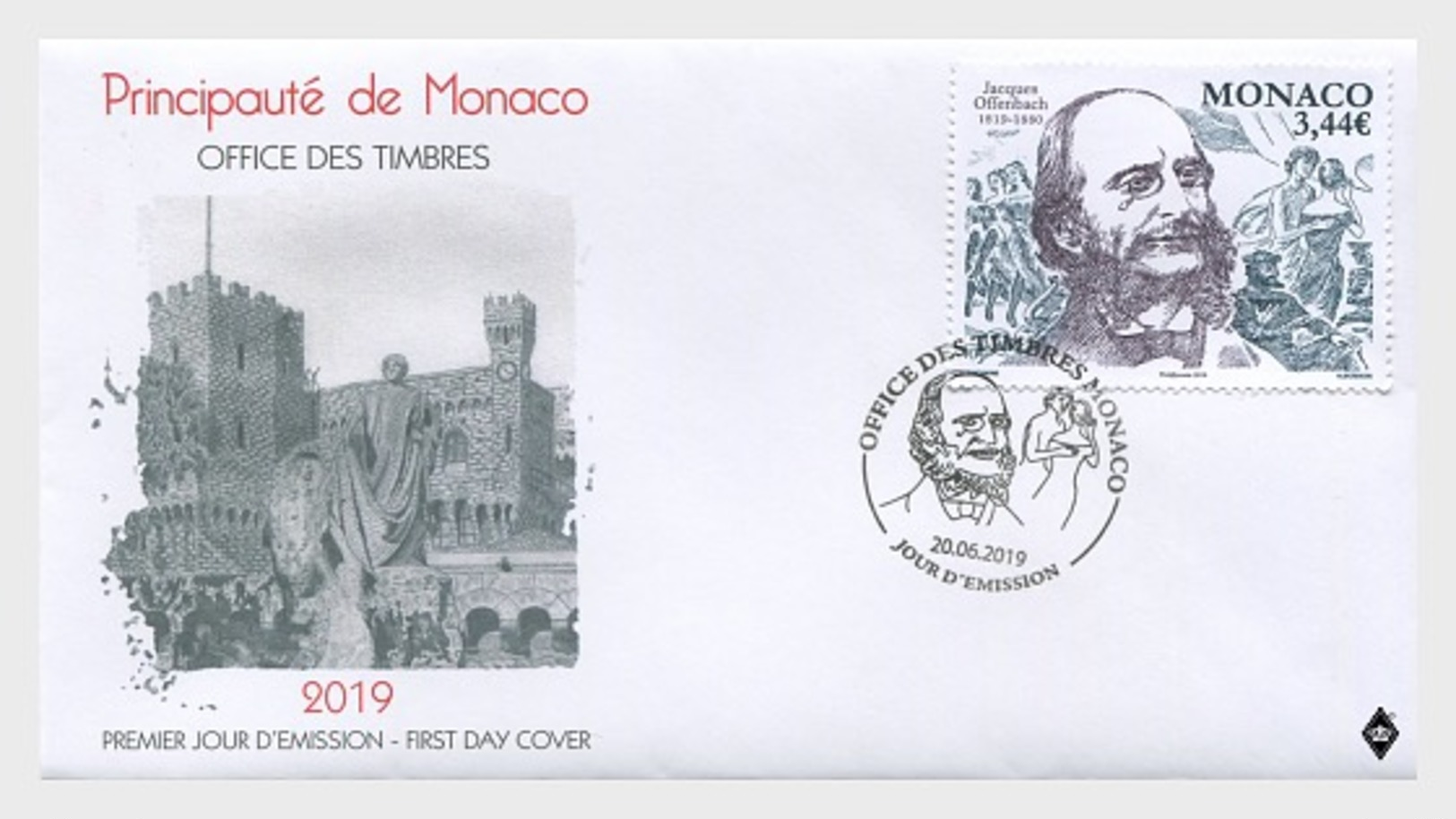 H01 Monaco 2019 Bicentenary Of The Birth Of Jacques Offenbach FDC - Ungebraucht