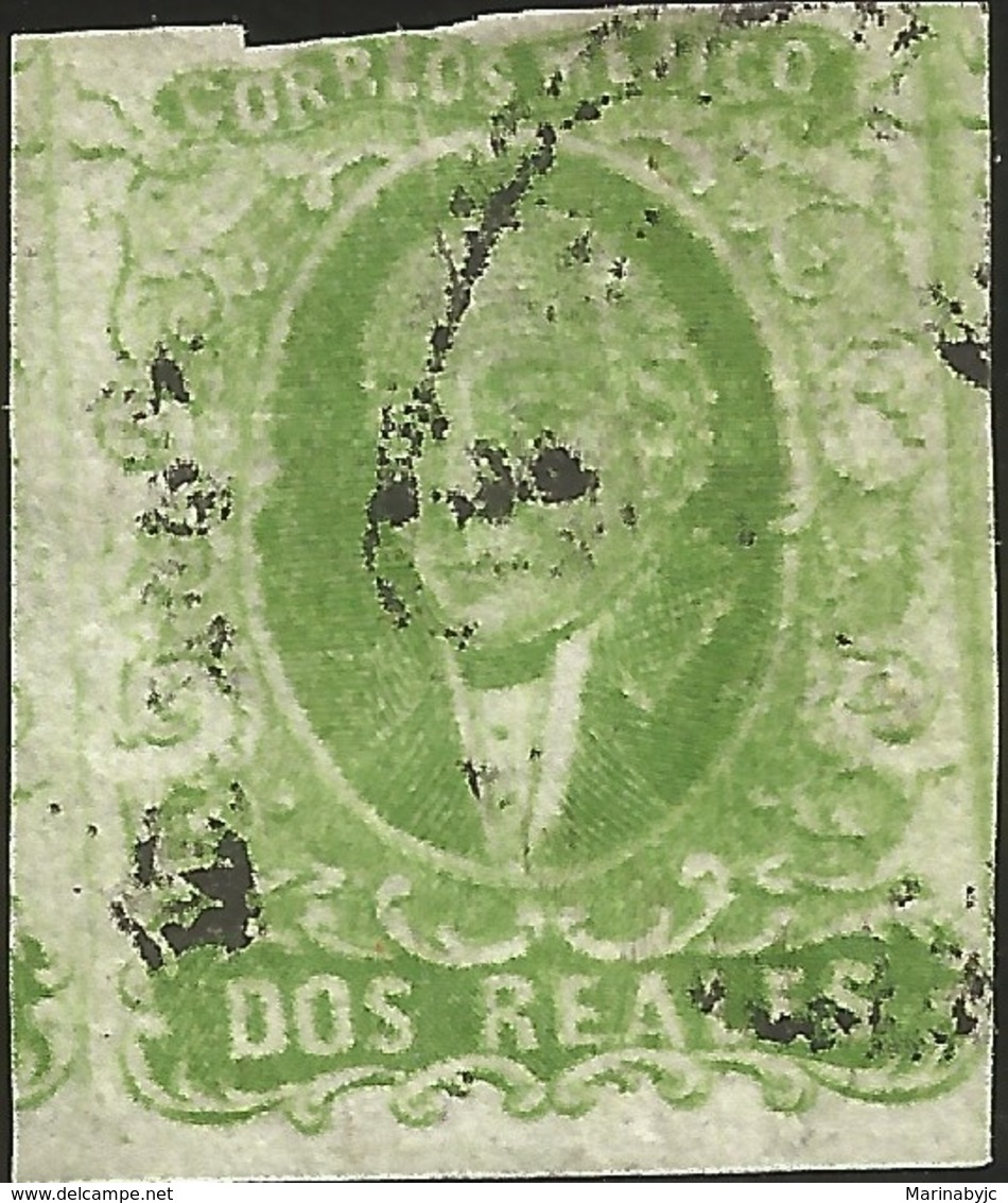 J) 1856 MEXICO, HIDALGO, 2 REALES GREEN, MEXICO DISTRICT, PLATE II, MN - Mexico