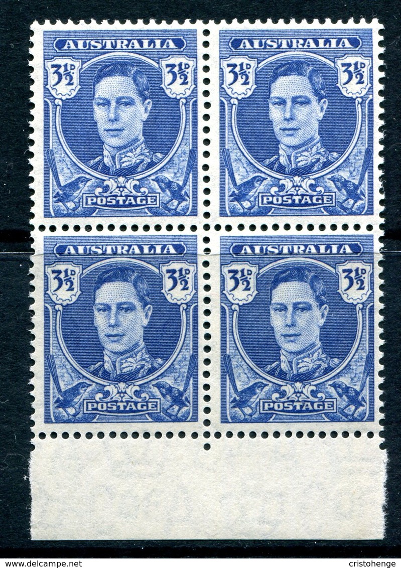 Australia 1942-50 KGVI Definitives - 3½d King George VI Block Of 4 MNH (SG 207) - Mint Stamps