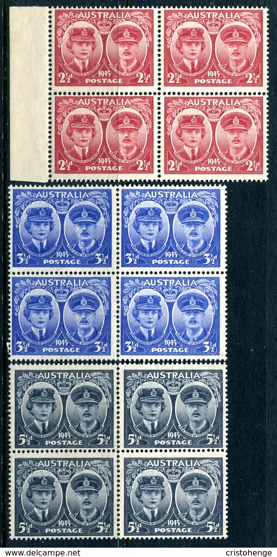 Australia 1945 Arrival Of Duke & Duchess Of Gloucester Blocks Of 4 Set HM (SG 209-211) - Mint Stamps