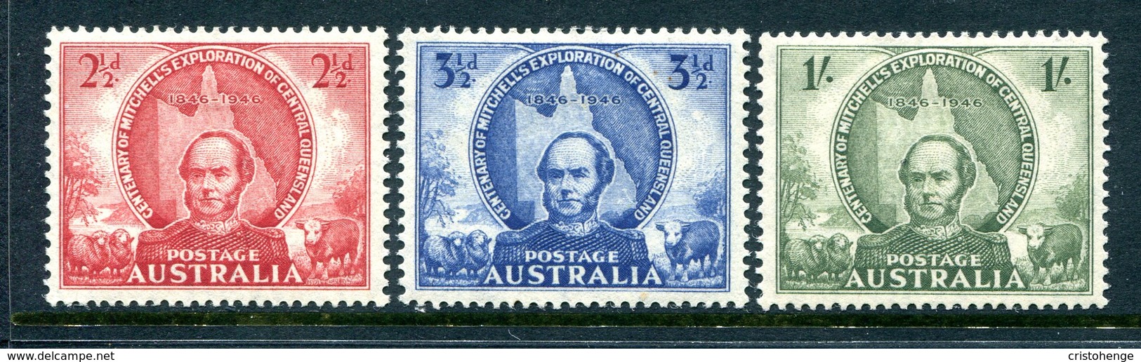 Australia 1946 Centenary Of Mitchell's Exploration Of Central Queensland Set HM (SG 216-218) - Mint Stamps