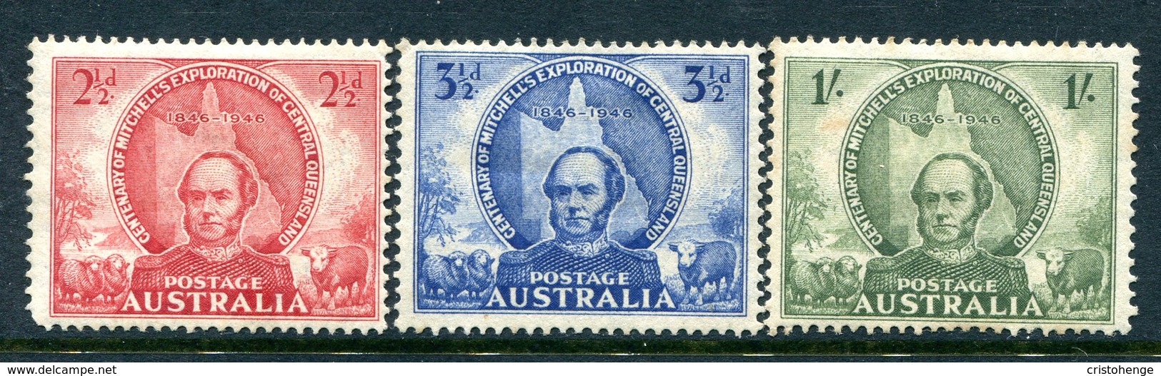 Australia 1946 Centenary Of Mitchell's Exploration Of Central Queensland Set HM (SG 216-218) - Mint Stamps
