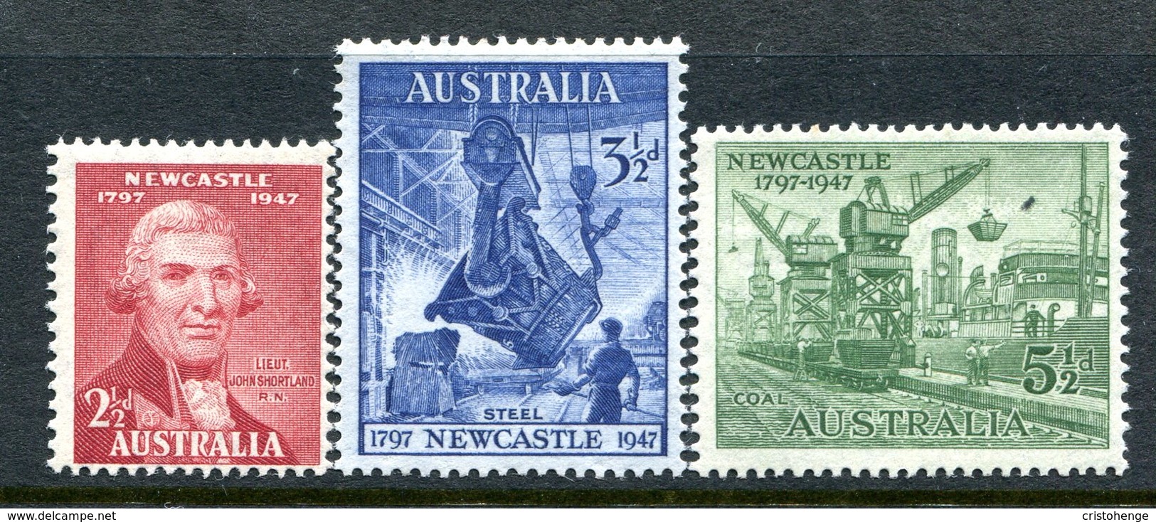 Australia 1947 150th Anniversary Of Newcastle, NSW Set HM (SG 219-221) - Mint Stamps