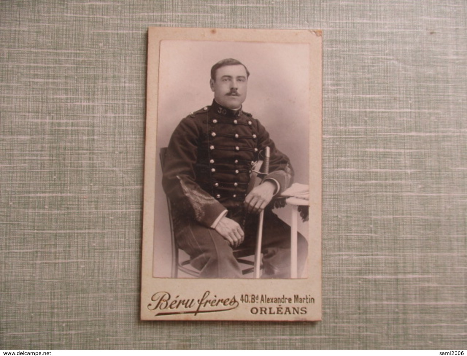 CDV ANCIEN MILITAIRE  30è REGIMENT ARTILLERIE MONTE BRIGADIER 1890 PHOTO BERU FRERES 45 ORLEANS - Anciennes (Av. 1900)