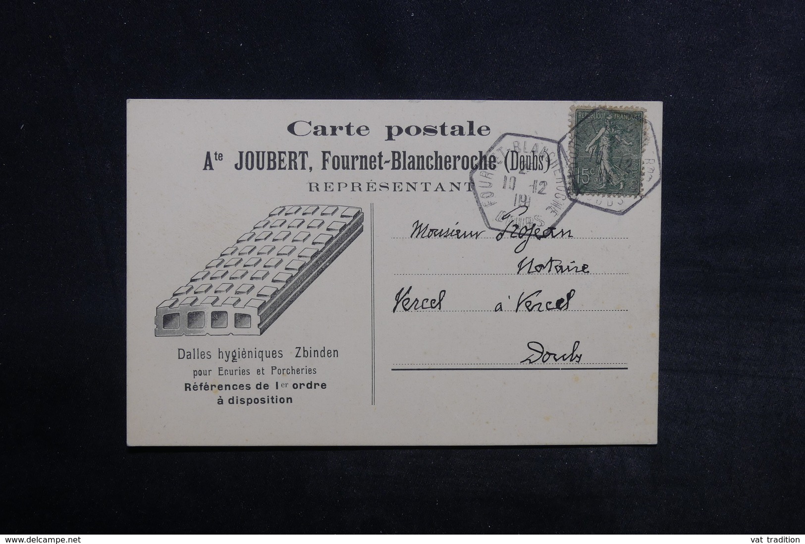 FRANCE - Carte Commerciale Illustrée De Fournet- Blancheroche Pour Vercel En 1919 - L 33130 - 1877-1920: Semi Modern Period