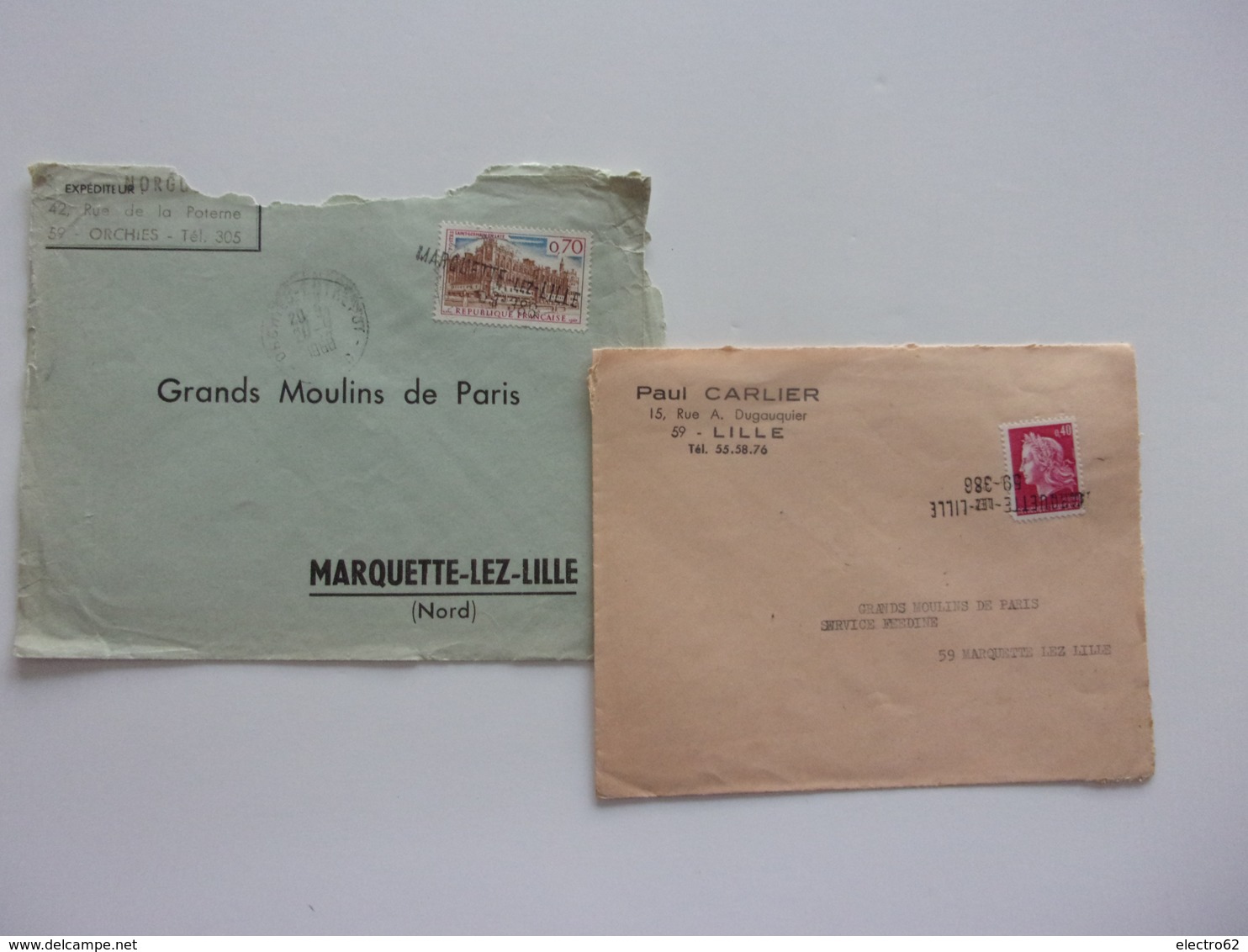 Cachet D'annulation Marquette-Lez-Lille Paul Carlier Dugauquier Grands Moulins De Paris Nord - Cachets Manuels