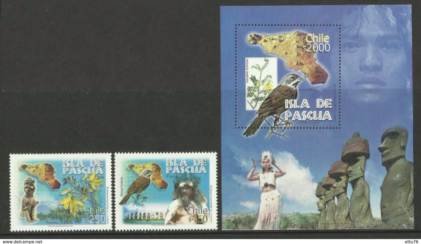 CHILE   2002  EASTER ISLAND,BIRDS,FINCH SET & MS  MNH - Autres & Non Classés