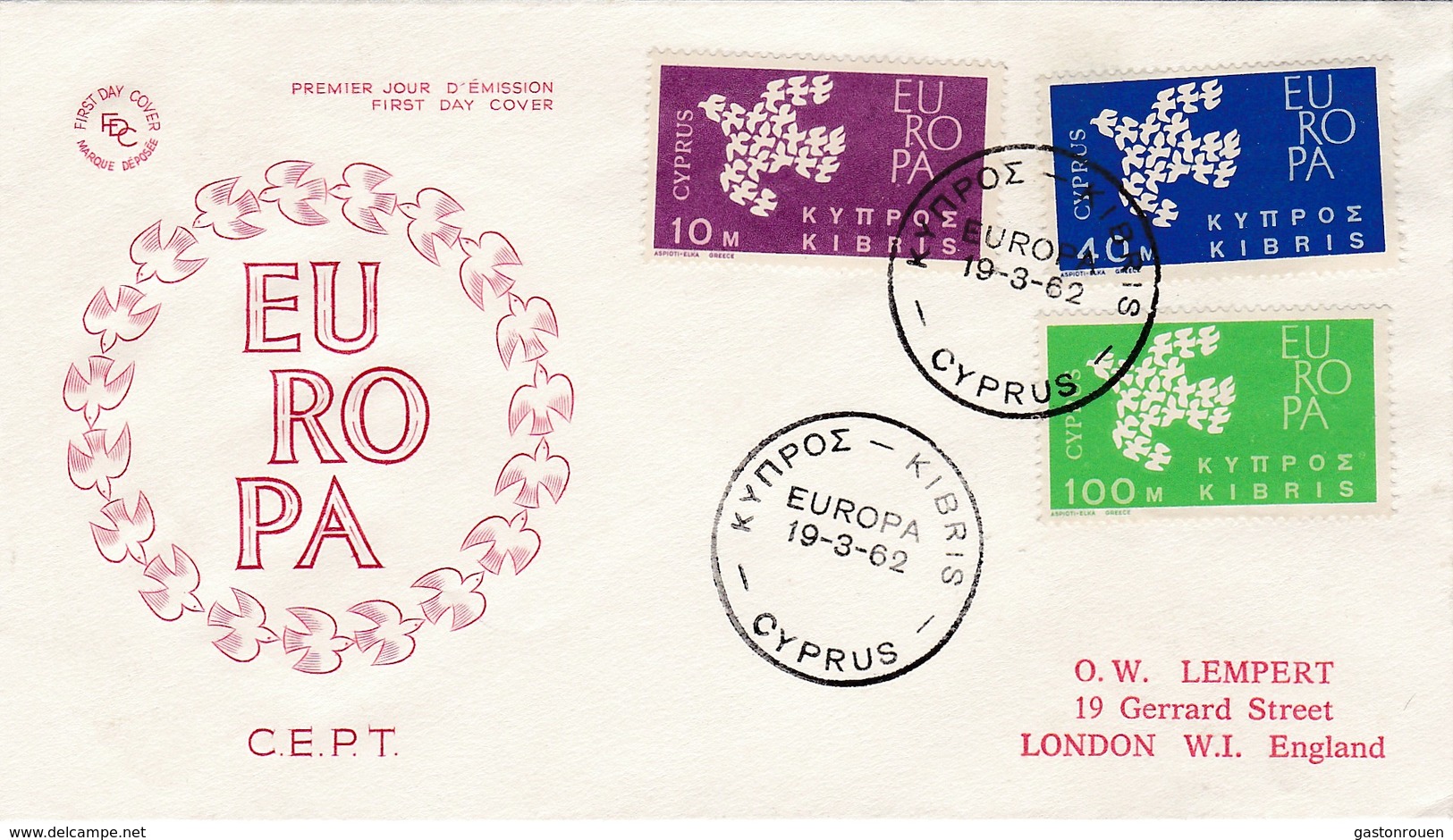 FDC PREMIER JOUR EUROPA 1962 Chypre - 1962