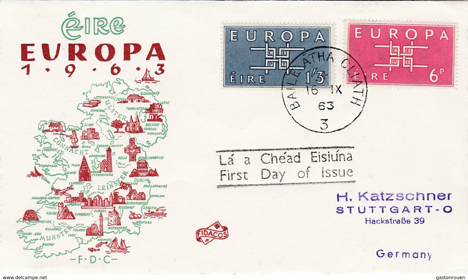 FDC PREMIER JOUR EUROPA 1963 Irlande - 1963