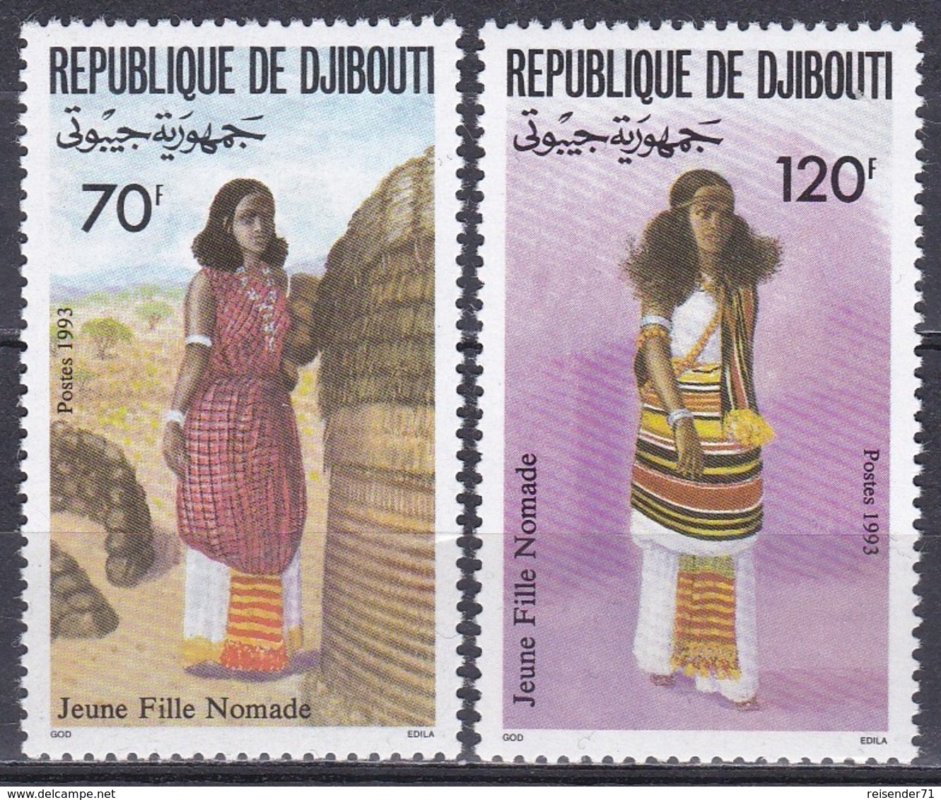 Dschibuti Djibouti 1993 Kultur Culture Trachten Costumes Nomaden Kleider Clothes Tradition Folklore, Mi. 576-7 ** - Yibuti (1977-...)