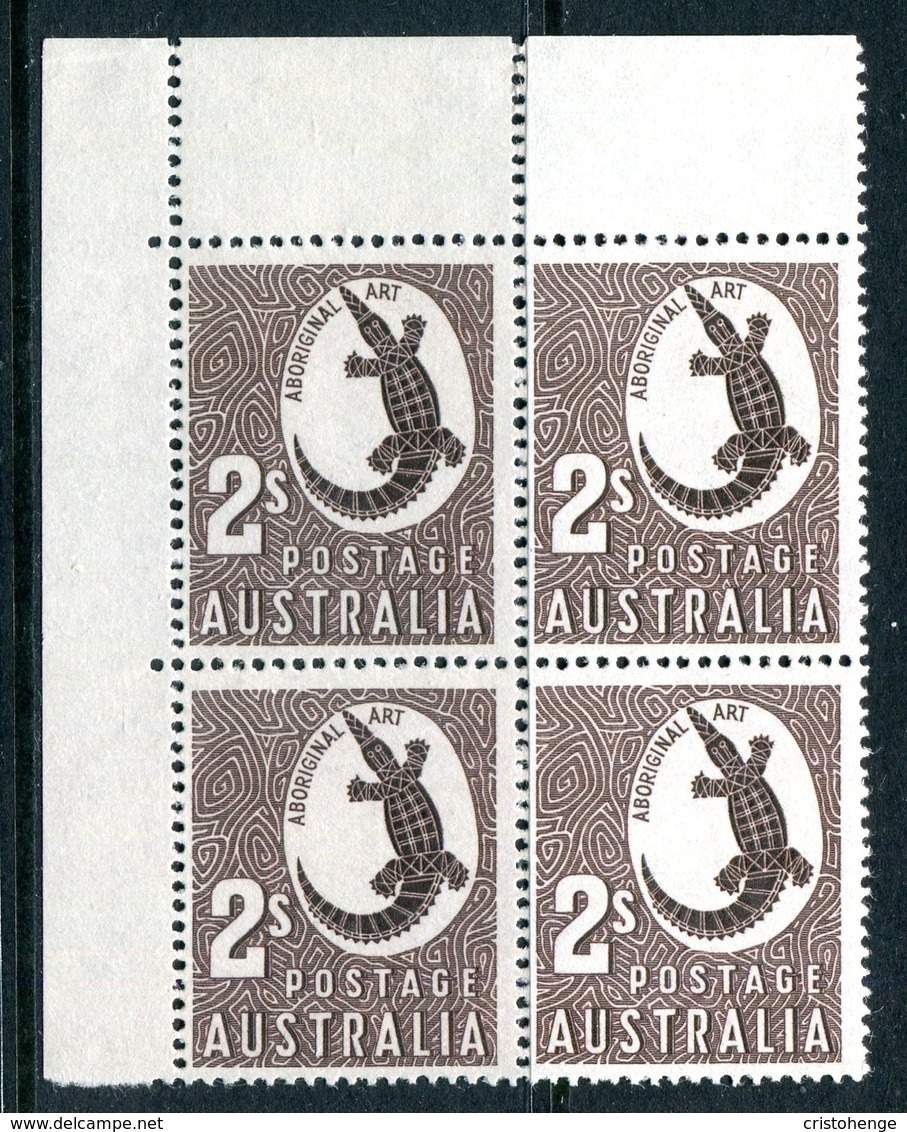 Australia 1948-56 Definitives - No Wmk. - 2/- Aboriginal Art Block Of 4 MNH (SG 224f) - Mint Stamps