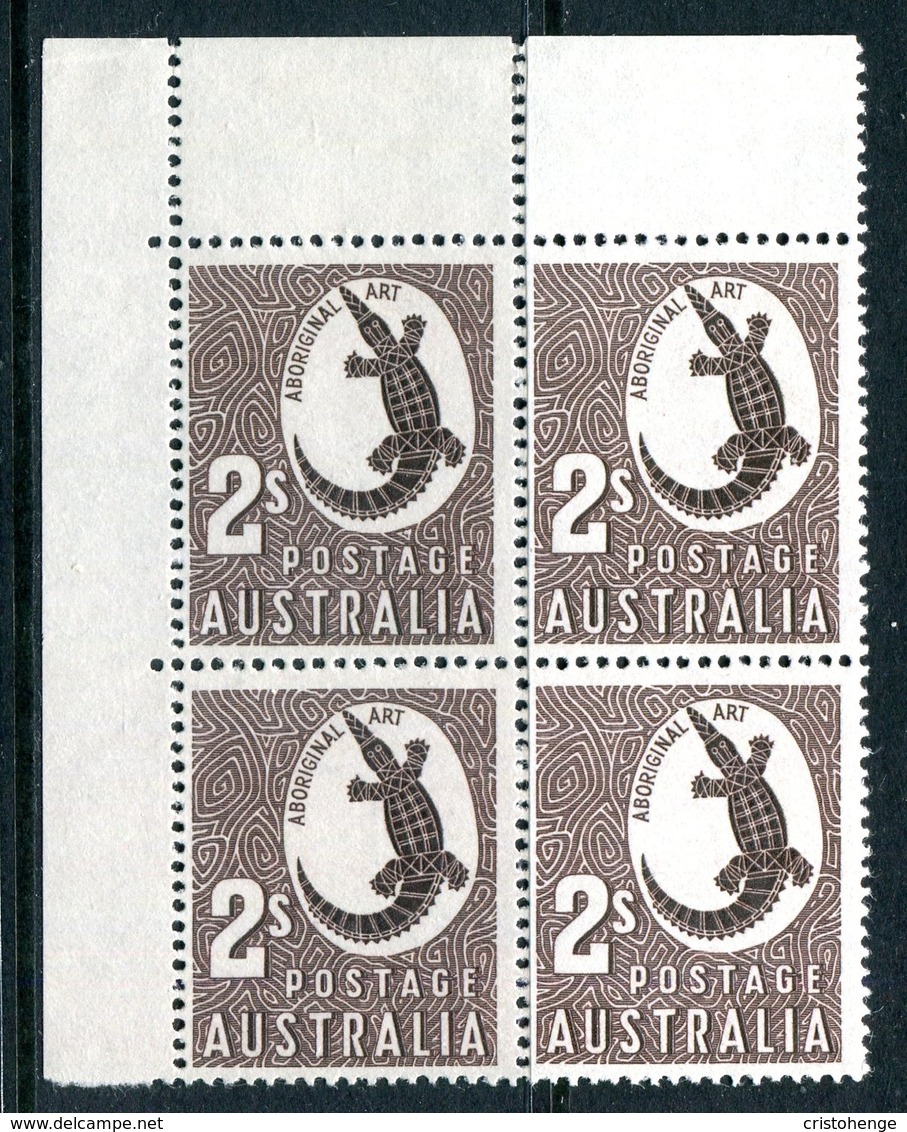 Australia 1948-56 Definitives - No Wmk. - 2/- Aboriginal Art Block Of 4 MNH (SG 224f) - Neufs