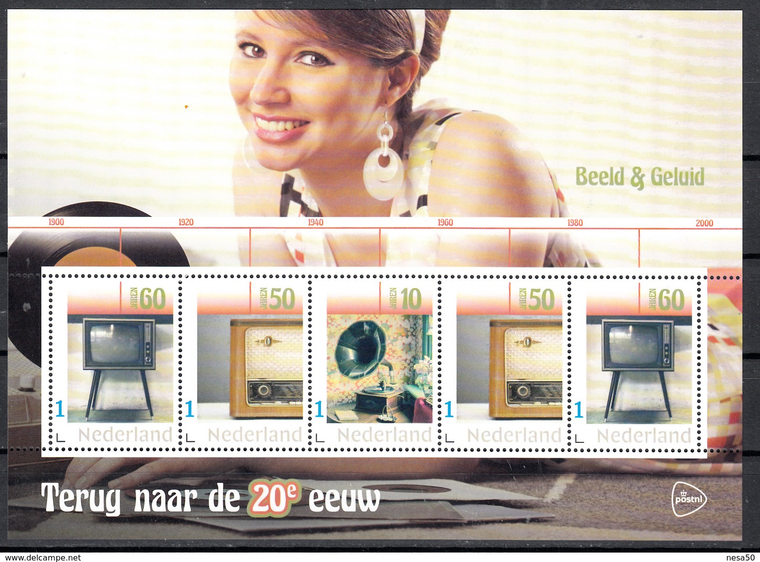 Nederland 2019 Persoonlijke: Thema "terug Naar De 20e Eeuw": Beeld En Geluid: TV, Radio, Grammofoon - Unused Stamps