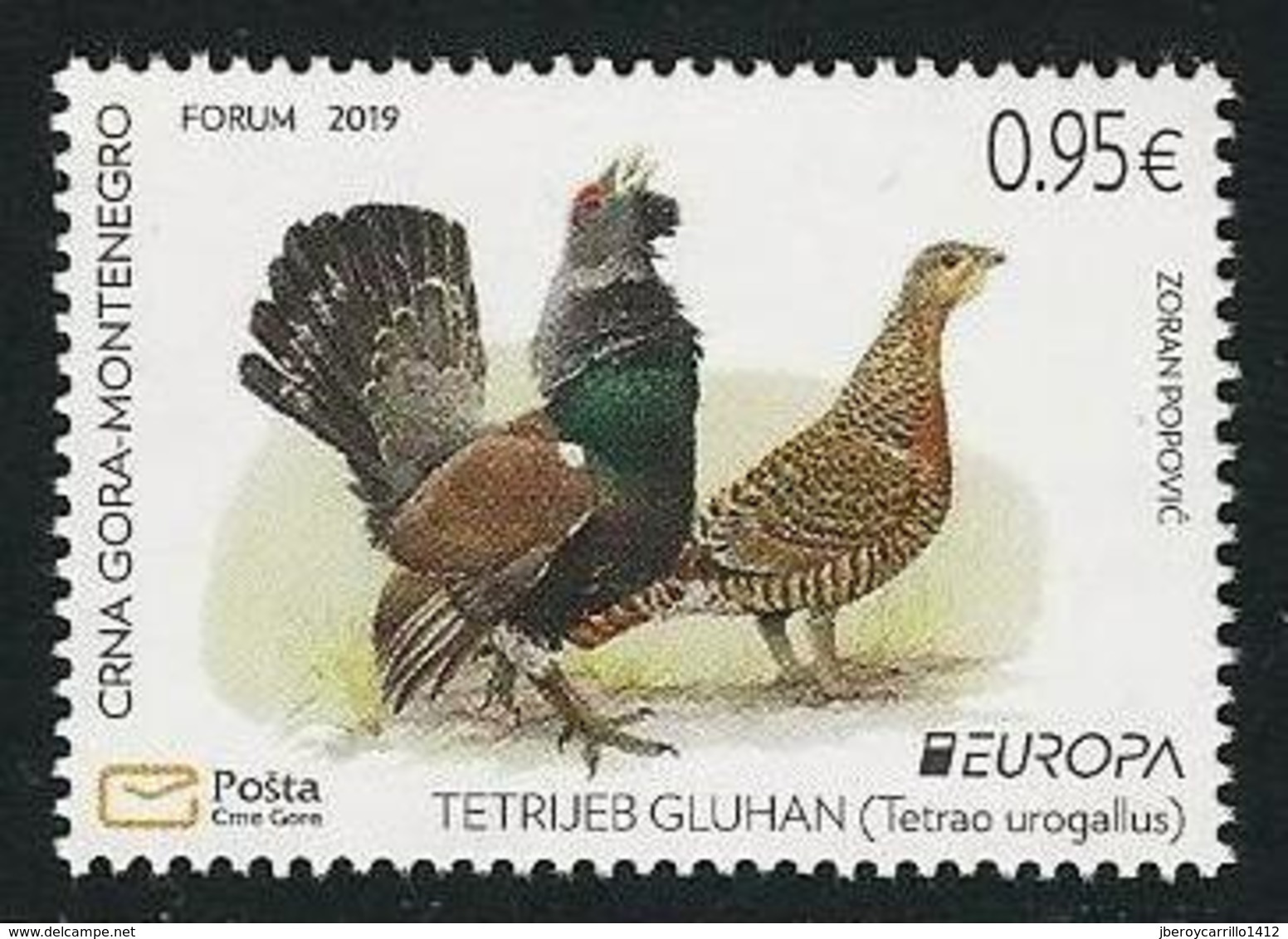 MONTENEGRO / CRNA GORA  - EUROPA 2019 -NATIONAL BIRDS.-"AVES -BIRDS -VÖGEL-OISEAUX"- SERIE  N - 2019