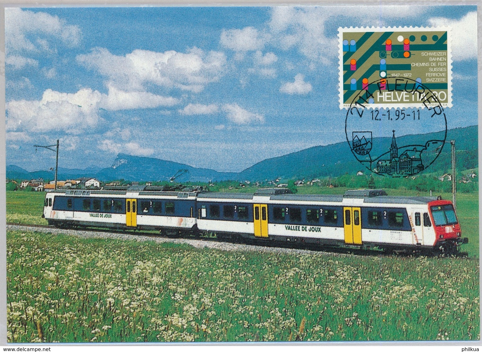 BAHNPOST - Vallorbe - Le Brassus- Fleurier - Maximumkarte - Bahnwesen