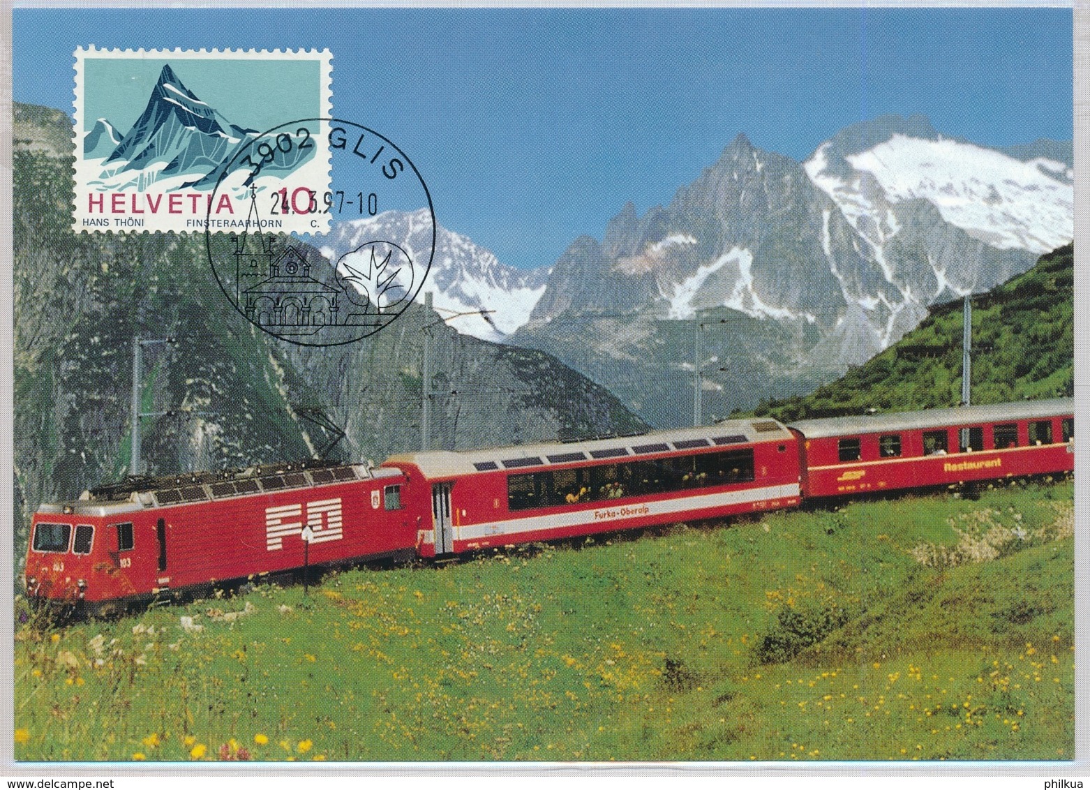 BAHNPOST - Furka - Oberalp Bahn FO - Glis - Maximumkarte - Spoorwegen