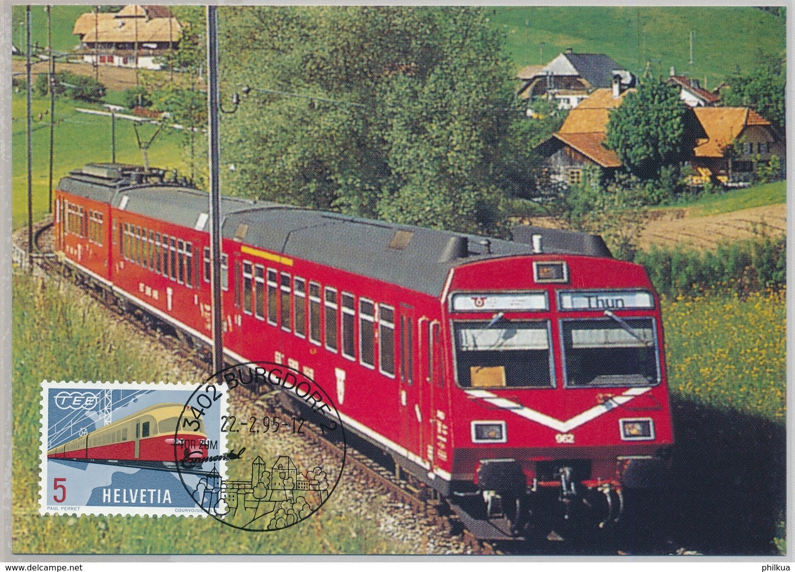 BAHNPOST - EBT/SMB/VHB Stempel Burgdorf Maximumkarte - Spoorwegen