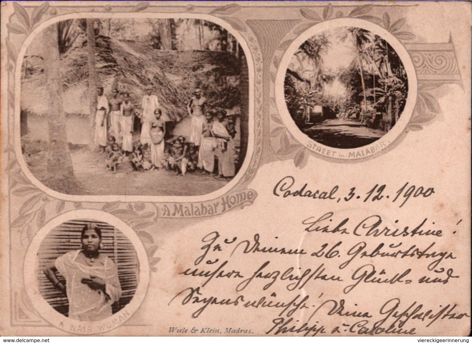 ! Alte Ansichtskarte, Old Postcard Malabar. Codacal 1900, Indien, India, Sea Post Office - Inde