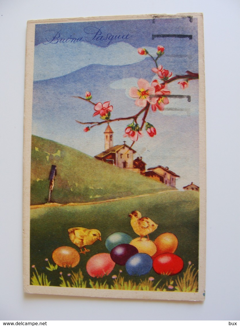 BUONA PASQUA  JOYEUES  PAQUES     POSTCARD  USED  CIRCULE'  CONDITION PHOTO FORMATO PICCOLO - Pasqua