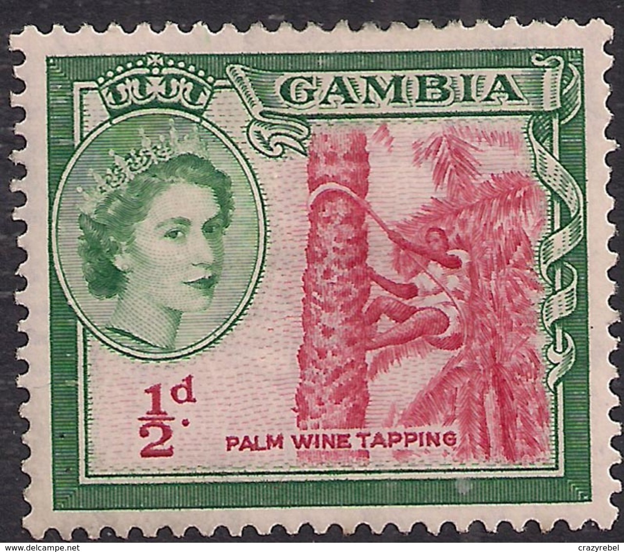 Gambia 1953 - 59 QE2 1/2d Palm Wine Tapping MM SG 171 ( D780 ) - Gambie (...-1964)