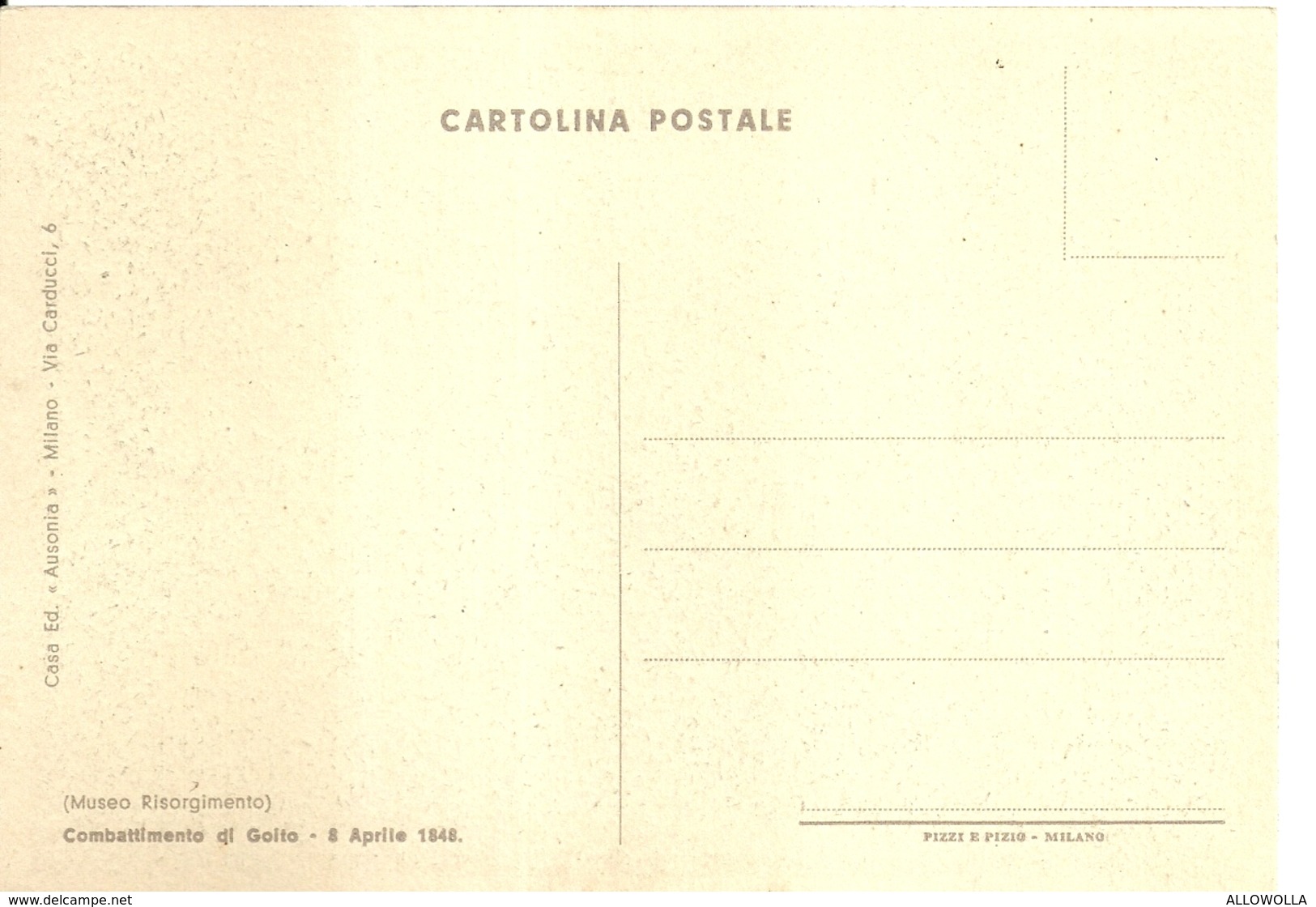 4474 "COMBATTIMENTO DI GOITO-8 APRILE 1848(MUSEO RISORGIMENTO)"-CART. POST. ORIG. NON  SPED - Altri & Non Classificati