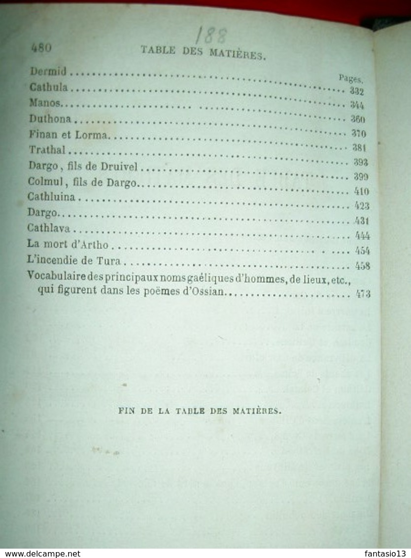 Ossian Barde Du IIIe Siècle. Poèmes Gaéliques Recueillis Par Mac-Pherson 1858  Calédoniens - 1801-1900