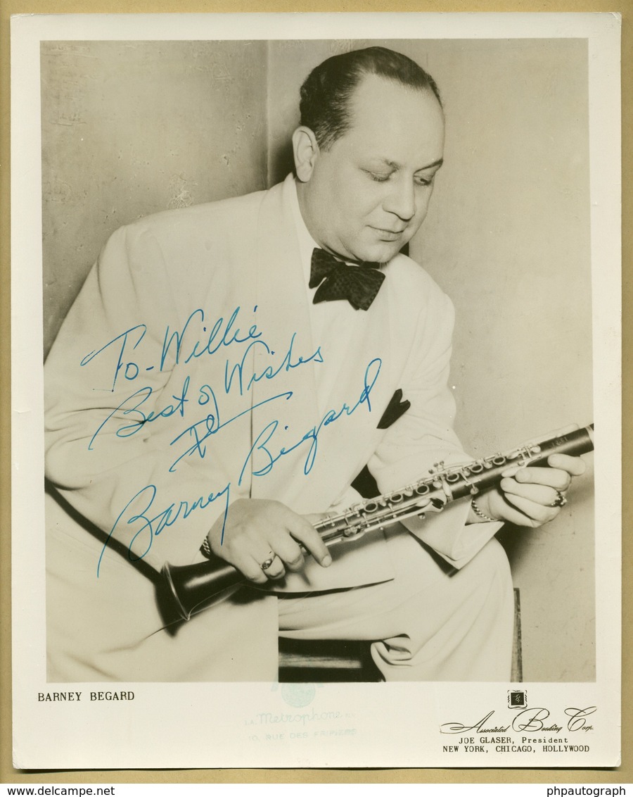 Barney Bigard (1906-1980) - American Jazz Clarinetist - Rare Early Signed Photo - Autres & Non Classés