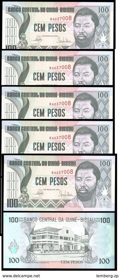 Guinea-Bissau - 5 Pcs X 100 Pesos 1990 P. 11 UNC Lemberg-Zp - Guinee-Bissau