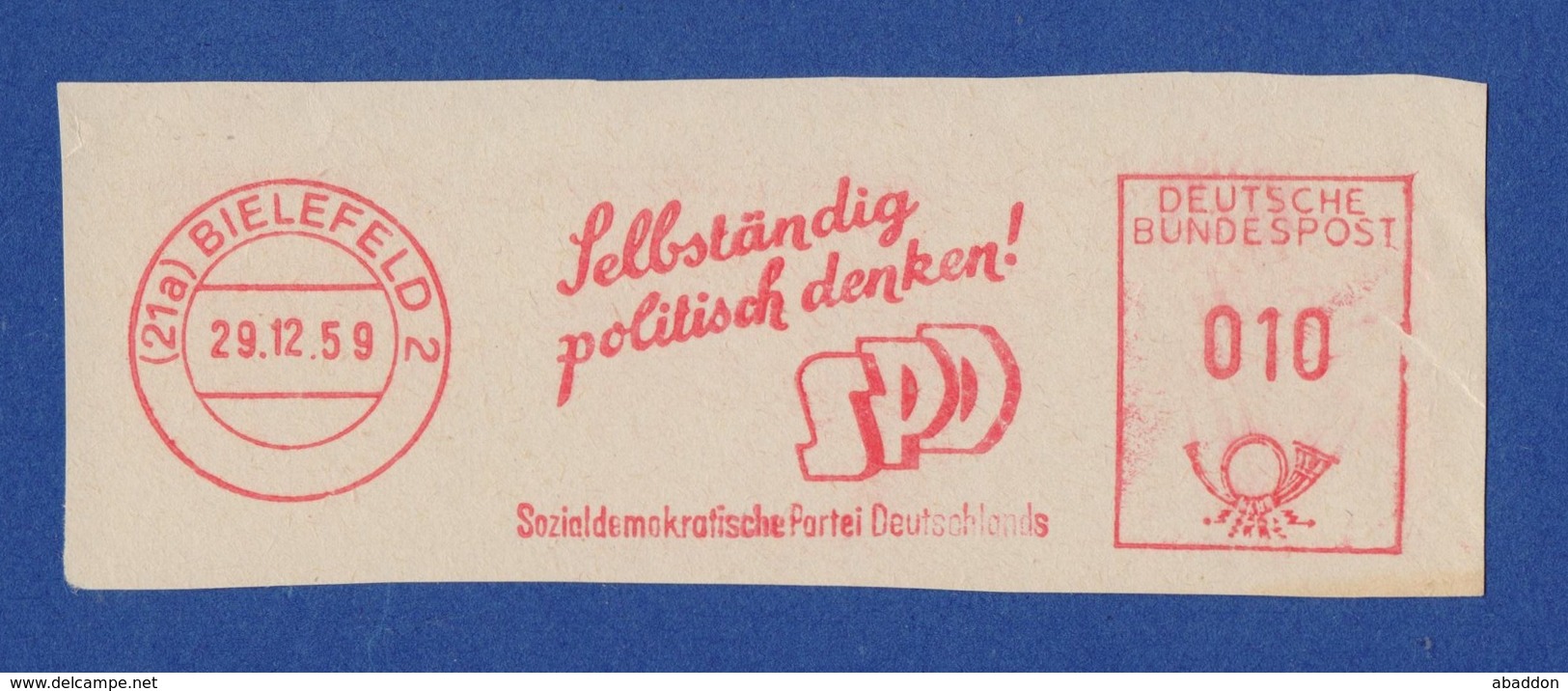 BRD AFS - BIELEFELD, Selbständig Politisch Denken! SPD - Sozialdemokratische Partei Deutschlands 29.12.59 - Sonstige & Ohne Zuordnung