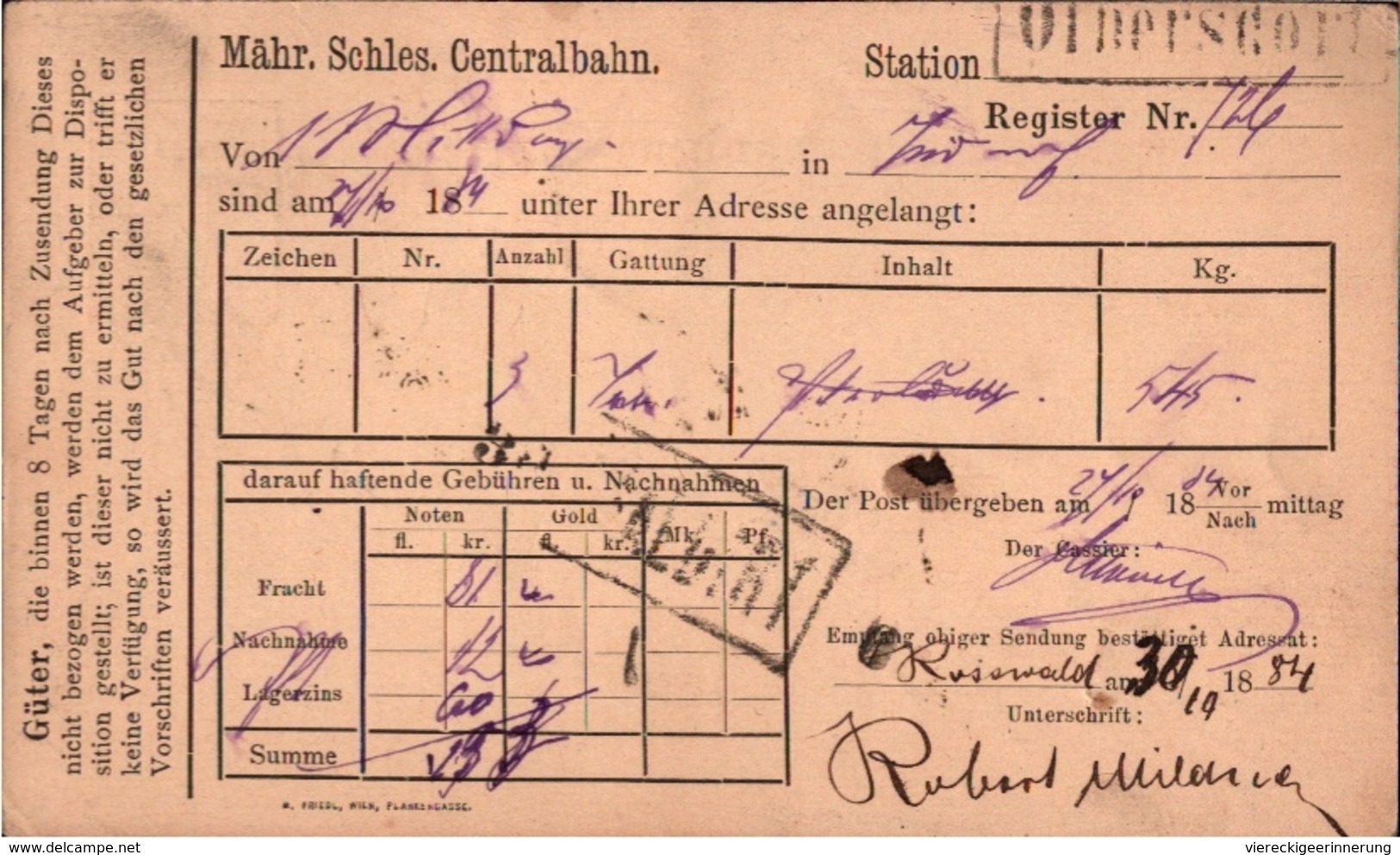 ! Schöne  Ganzsache Als Einschreiben, Olbersdorf Schlesien 1884, Eisenbahn, Registered, Correspondenz-Karte Österreich - Otros & Sin Clasificación