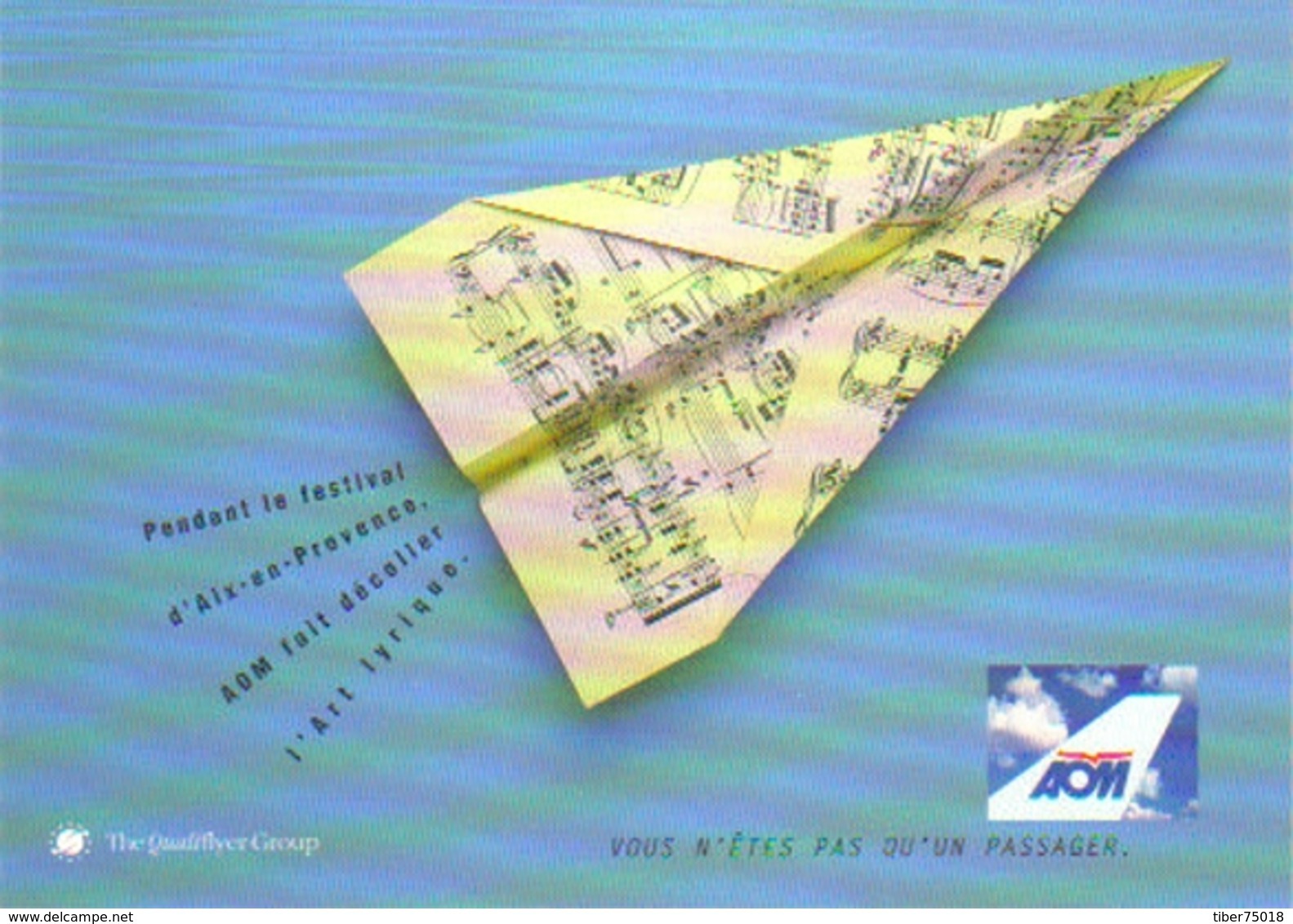 Carte Postale  "Cart'Com" (1999) - AOM (feuille De Notes De Musique En Forme D'avion) - Autres & Non Classés