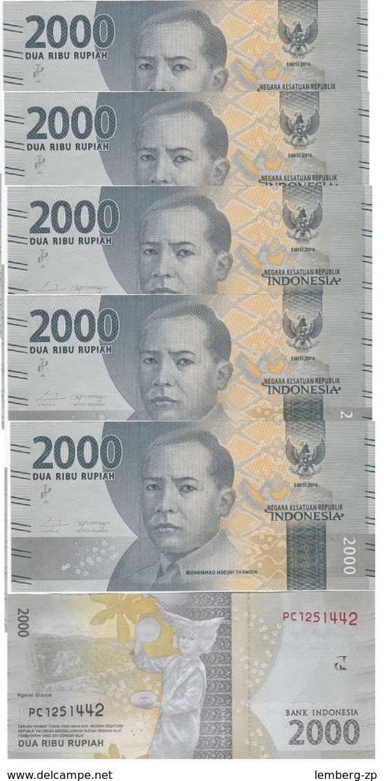 Indonesia - 10 Pcs X 2000 Rupiah 2016 2017 UNC Lemberg-Zp - Indonesia