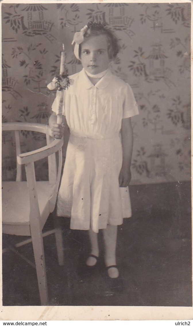 AK Foto Mädchen In Kommunionskleid Mit Kerze - Kommunion - Ca. 1920 (42171) - Communion