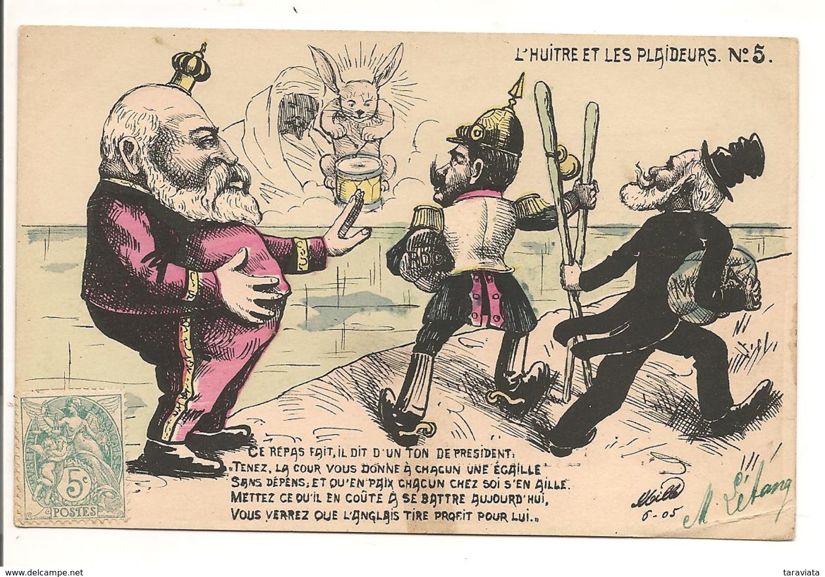 Illustrateur MILLE " L'HUITRE Et LES PLAIDEURS" N° 5, Edouard VII Guillaume II Emile Loubet, Politique Satirique - Satirische