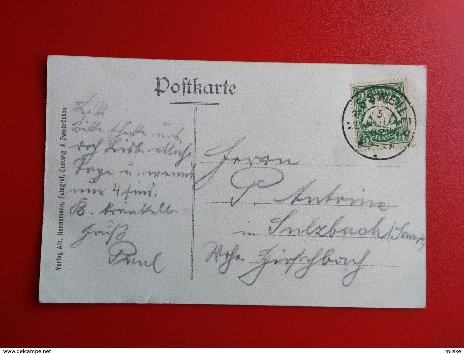 AK Gruss Aus Massweiler , Cachet 1907 Massweiler Vers SULZBACH SAAR. - Sonstige & Ohne Zuordnung