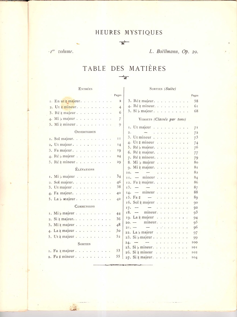 CAF CONC ORGUE HARMONIUM PARTITION XIX LÉON BOËLLMANN OPUS 29 RECUEIL HEURES MYSTIQUES 1896 - Autres & Non Classés