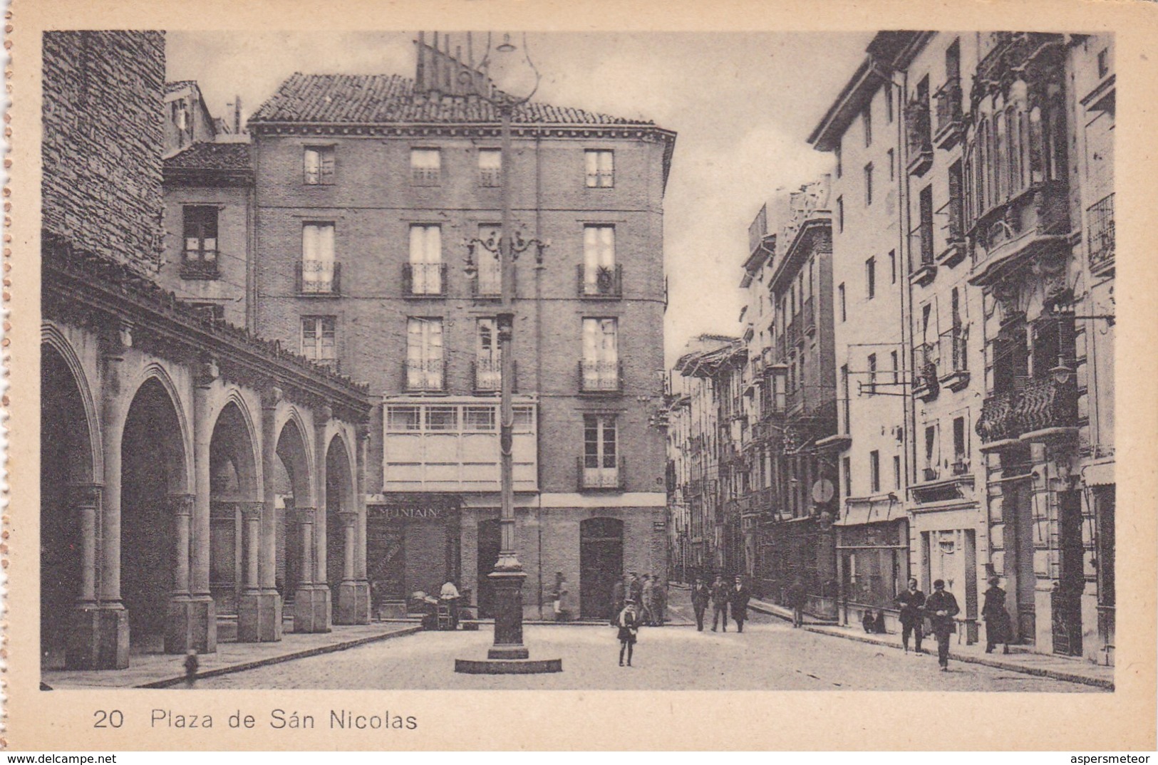 1910s CPA- PLAZA DE SAN NICOLAS. VINTAGE PANORAMA D'EPOQUE. EDICION PAMPLONA FOTO A.DE LEON - BLEUP - Navarra (Pamplona)