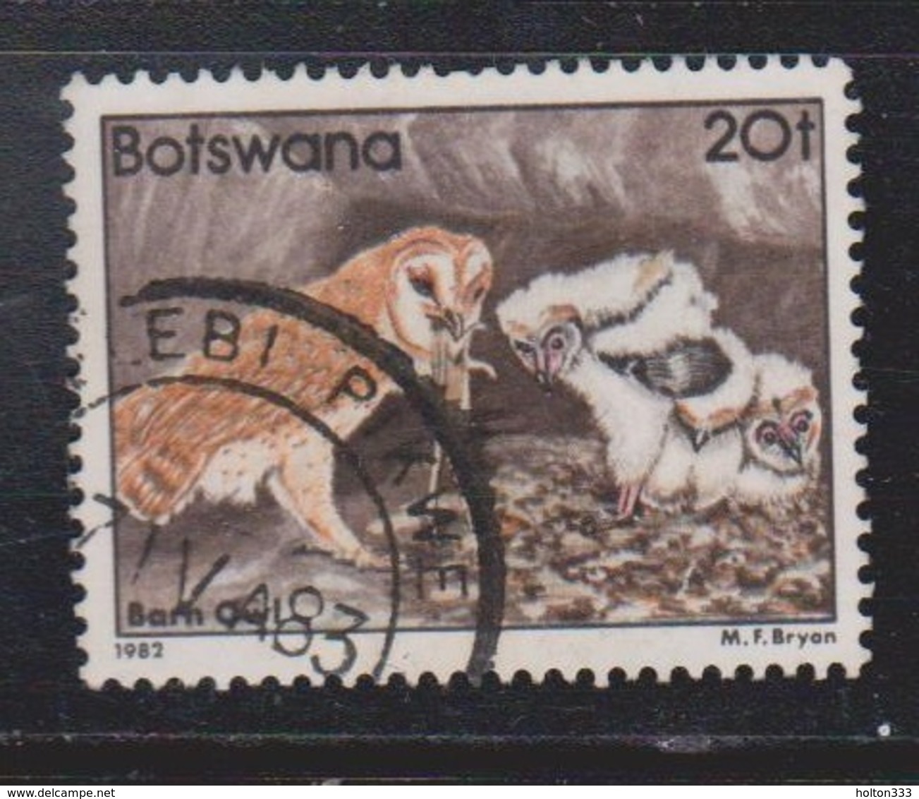 BOTSWANA Scott # 313 Used - Barn Owl & Chicks - Botswana (1966-...)