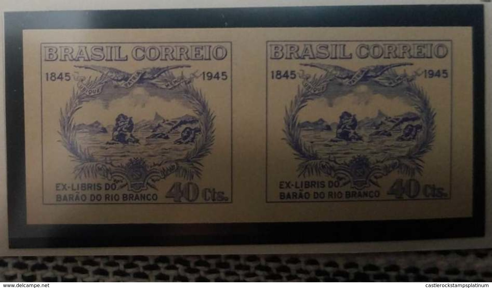 O) 1945 BRAZIL, PROOF IMPERFORATE, BARON OF RIO BRANCO'S BOOKPLATE - SCT 627 40c -JOSE MARIA DA SILVA, XF - Unused Stamps