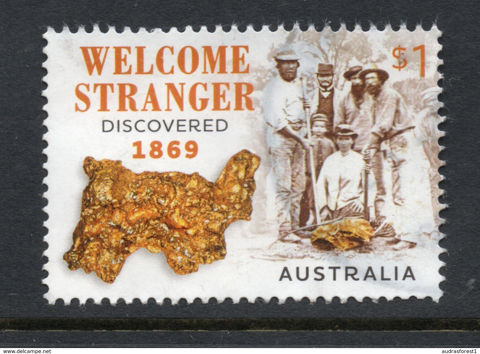 2019 AUSTRALIA GOLD Nugget WELCOME STRANGER VERY FINE POSTALLY USED SHEET STAMP - Oblitérés