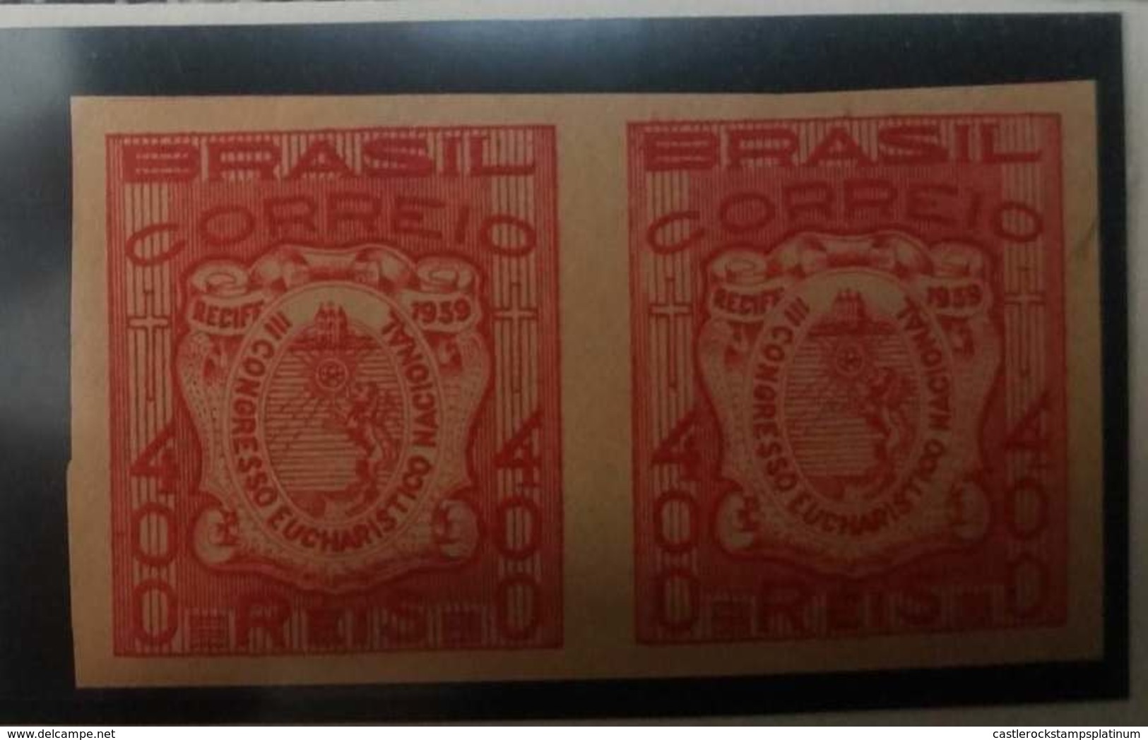 O) 1939 BRAZIL, PROOF IMPERFORATED.  EUCHARISTIC CONGRESS SEAL - SCT 478 400r, XF - Unused Stamps