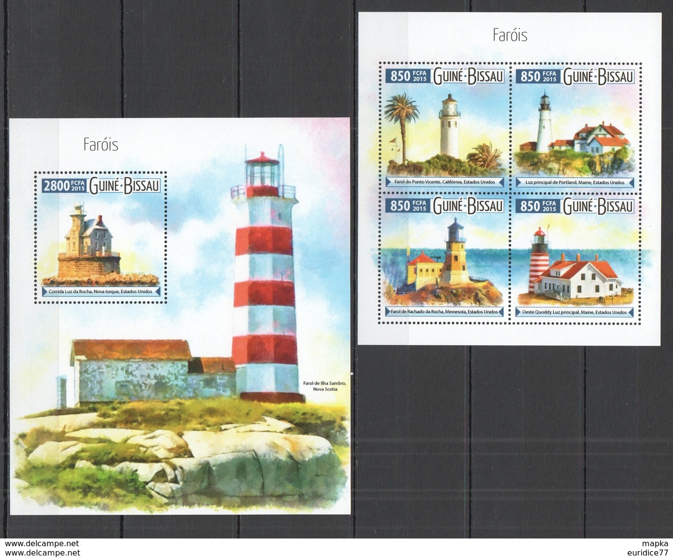 Guinea Bissau 2015 - Lighthouses M/s + S/s Official Issue Mnh - Guinea-Bissau