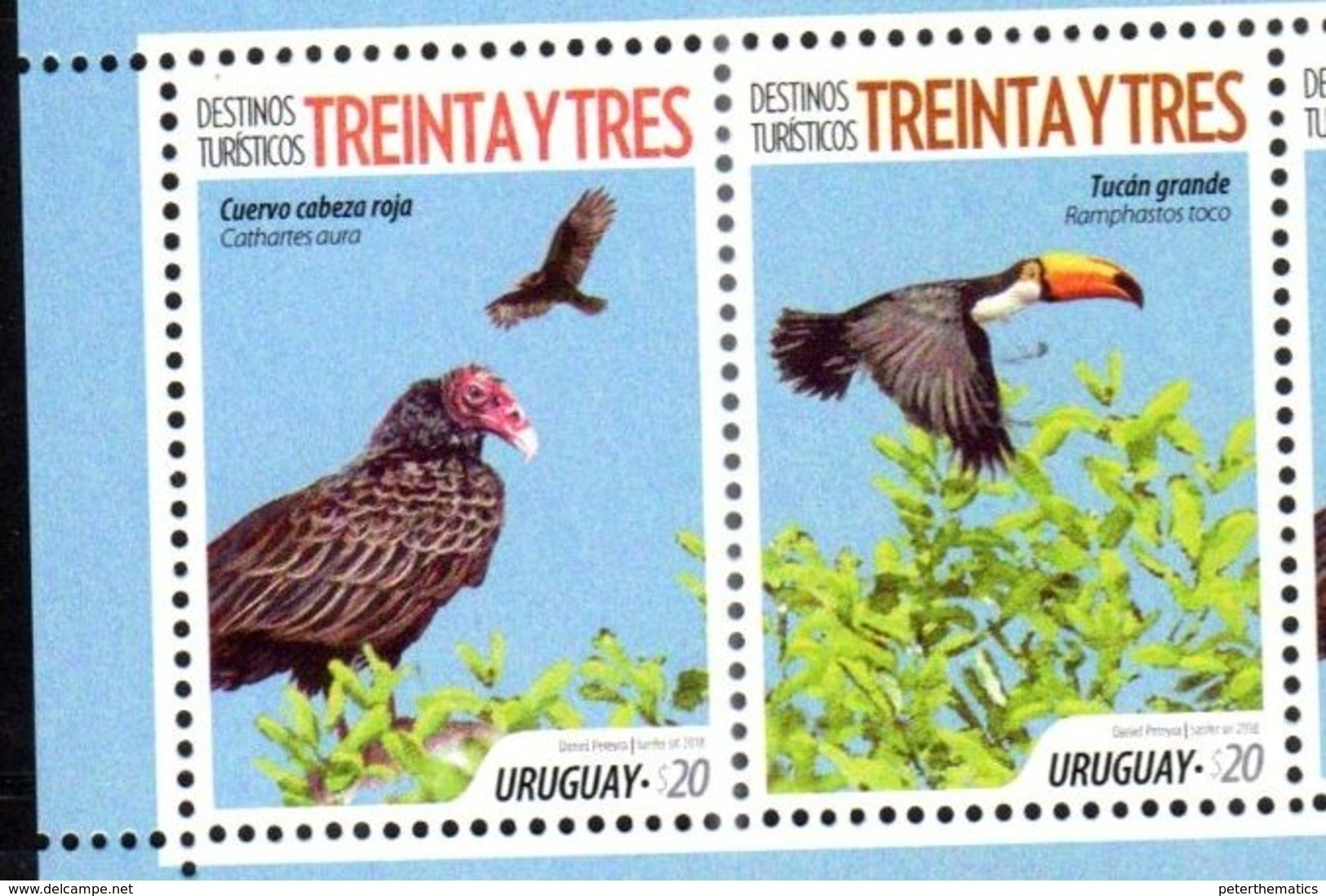 URUGUAY,2018, MNH, TOURIST DESTINATIONS, BIRDS, TOUCANS, 2v - Other & Unclassified