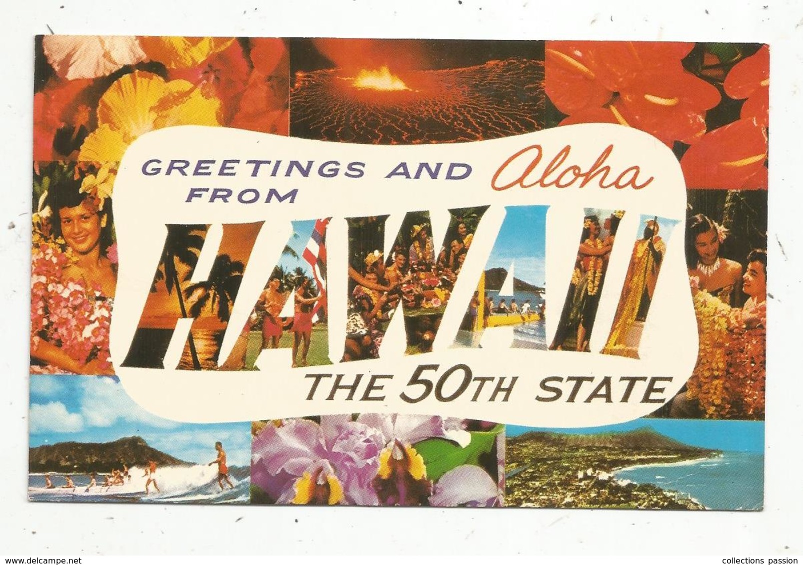 Cp, Etats Unis,  GREETINGS AND OLOHA FROM HAWAII ,the 50 Th State, écrite 1971,multi Vues - Autres & Non Classés