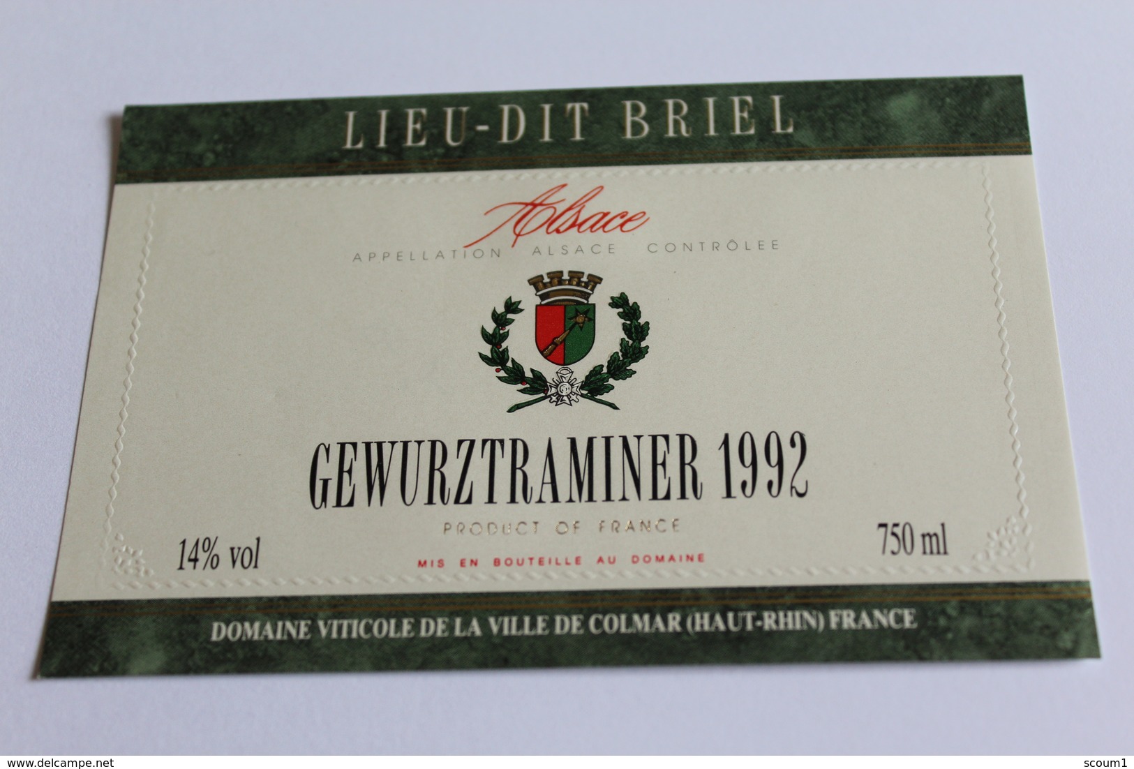 Etiquette De Vin Neuve Jamais Servie GEWURZTRAMINER  1992 Lieu Dit Briel - Gewürztraminer