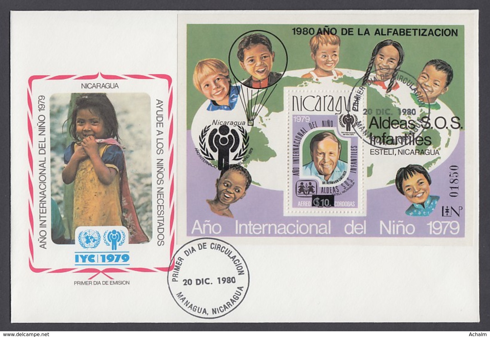 IYC FDC 1979 / Nicaragua - MiNr. Block 133 / International Year Of The Child - Sonstige & Ohne Zuordnung