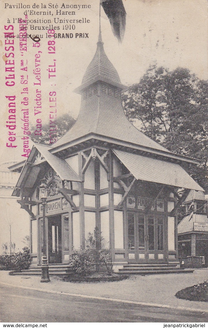 Exposition 1910 Pavillon De La Ste Anonyme D Eternit Haren A Obtenu Le Grand Prix - Expositions Universelles