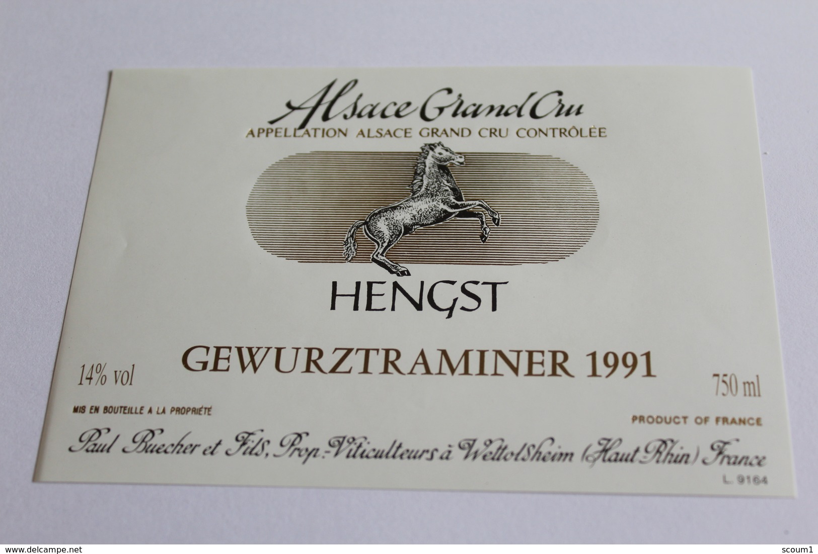 Etiquette De Vin Neuve Jamais Servie GEWURZTRAMINER    1991 HENGST Paul Buecher  Wettolsheim - Gewurztraminer