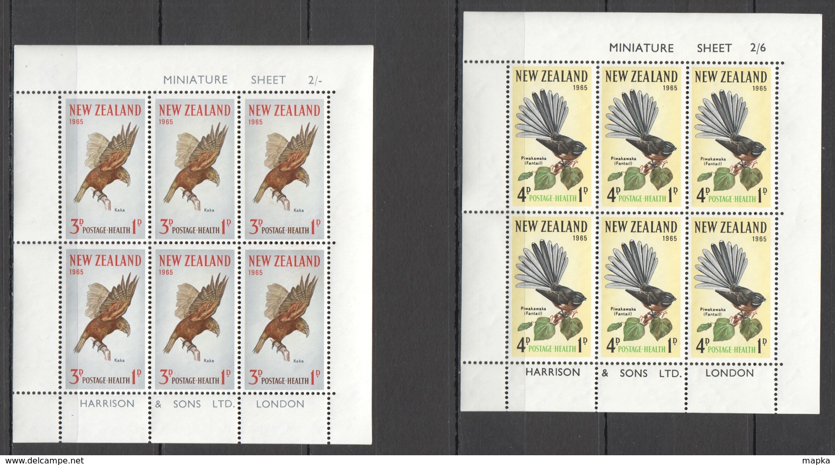 U758 1965 NEW ZEALAND HEALTH FAUNA BIRDS ON TREES #442-43 MICHEL 30 EURO 2KB MNH - Autres & Non Classés