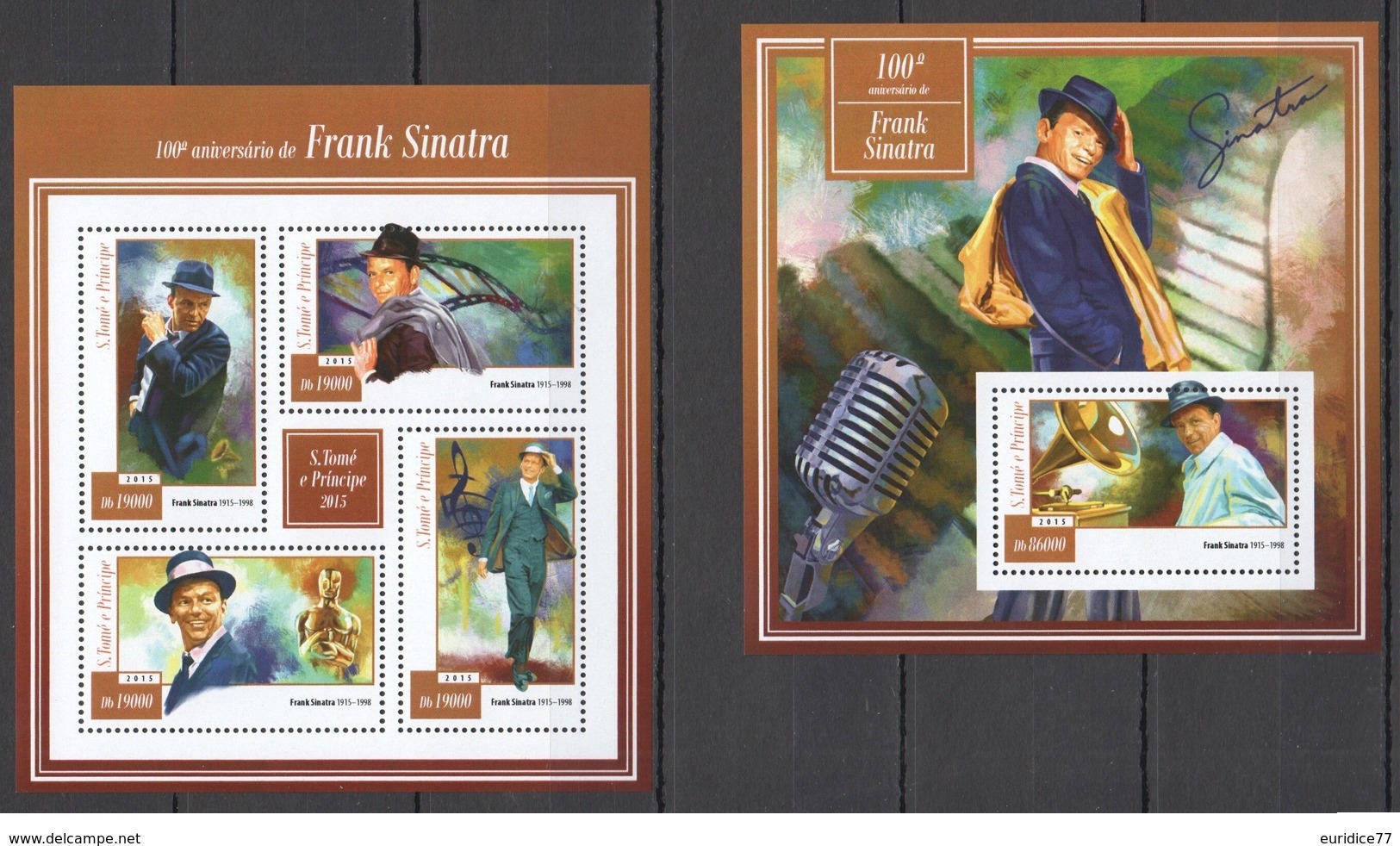 Santo Tome & Principe 2015 - Cent. Of Frank Sinatra M/s + S/s Official Issue Mnh - Música